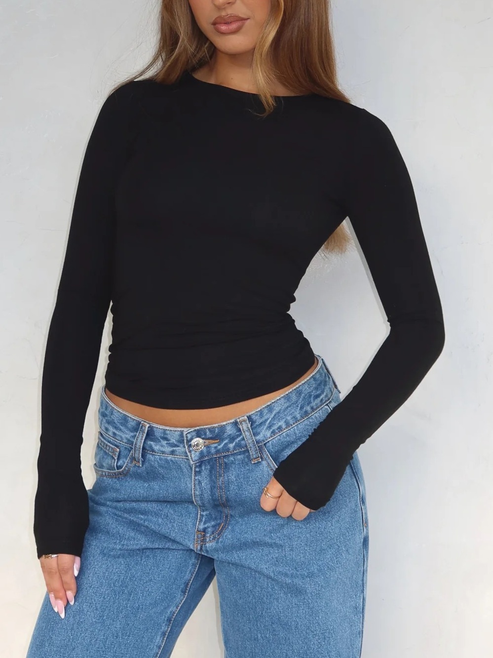 Minimalist Black Long sleeve shirt top
